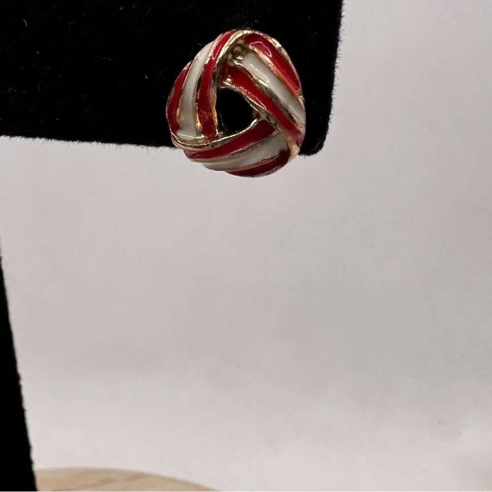 🍭6/$30 Nautical enamel red white and blue geometric post earrings